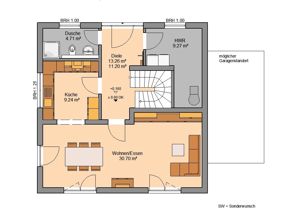 Massivhaus Stadtvilla Pura von Kern-Haus Schlüsselfertig ab 417900€, Stadtvilla Grundriss 1