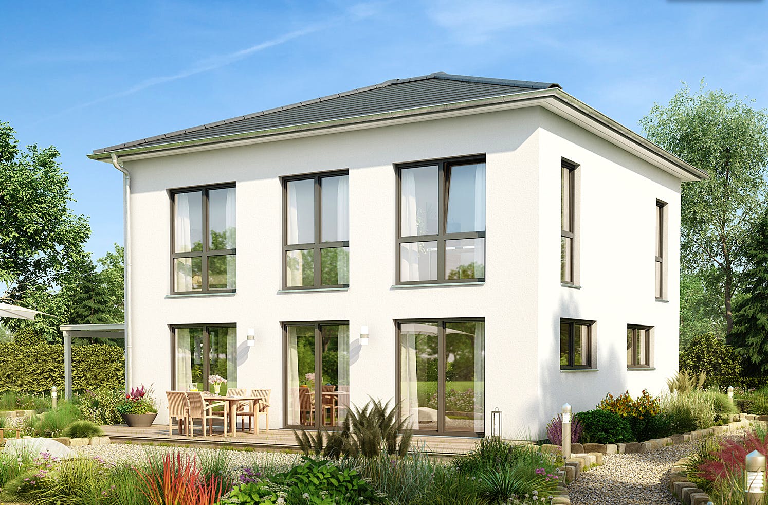 Massivhaus Stadtvilla Signus von Kern-Haus Schlüsselfertig ab 442900€, Stadtvilla Außenansicht 2