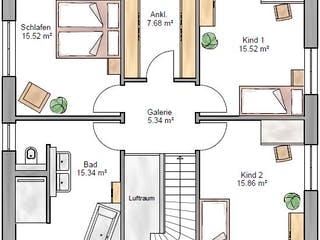 Fertighaus Stadtvilla 155 von Suckfüll Energiesparhaus Schlüsselfertig ab 432338€, Stadtvilla Grundriss 2