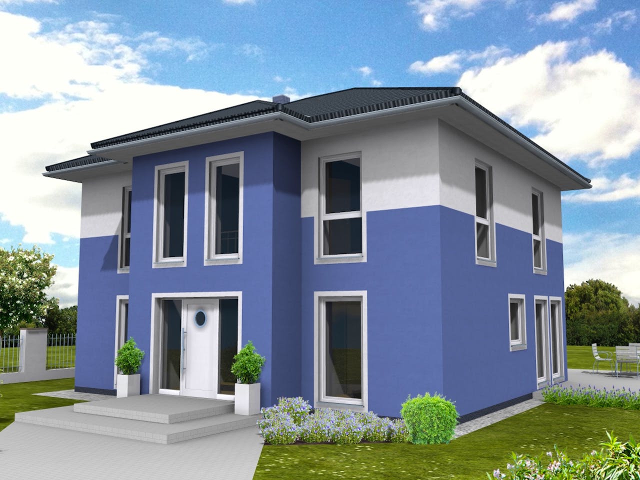 Fertighaus Stadtvilla 159 von Suckfüll Energiesparhaus Schlüsselfertig ab 471375€, Stadtvilla Außenansicht 1