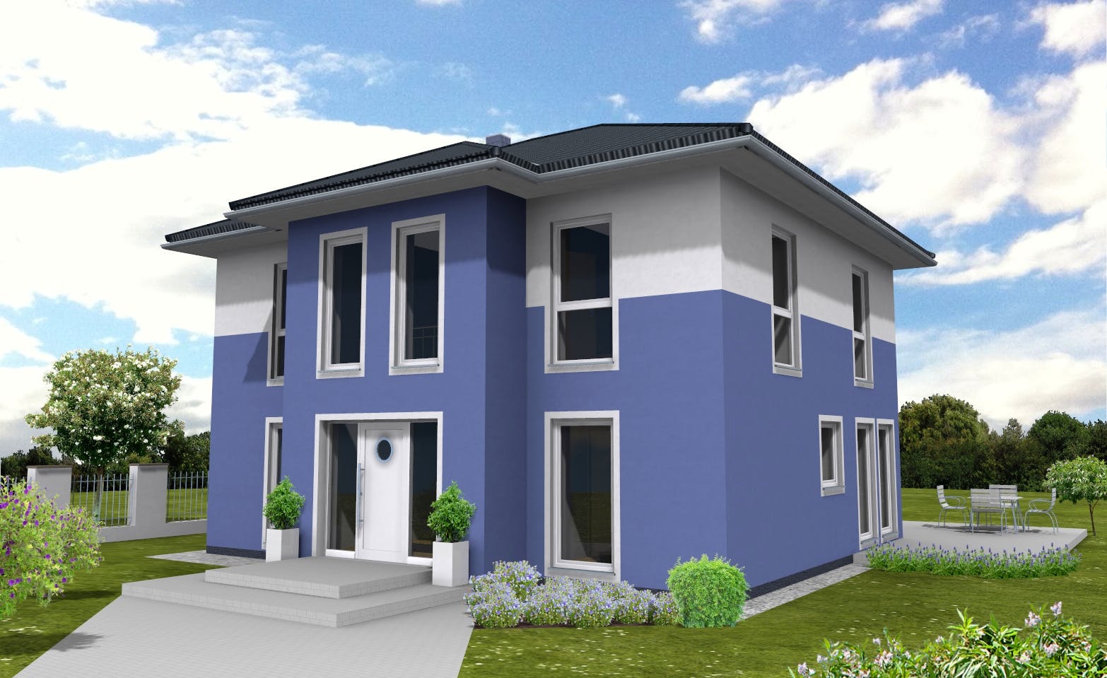 Fertighaus Stadtvilla 159 von Suckfüll Energiesparhaus Schlüsselfertig ab 406488€, Stadtvilla Außenansicht 1