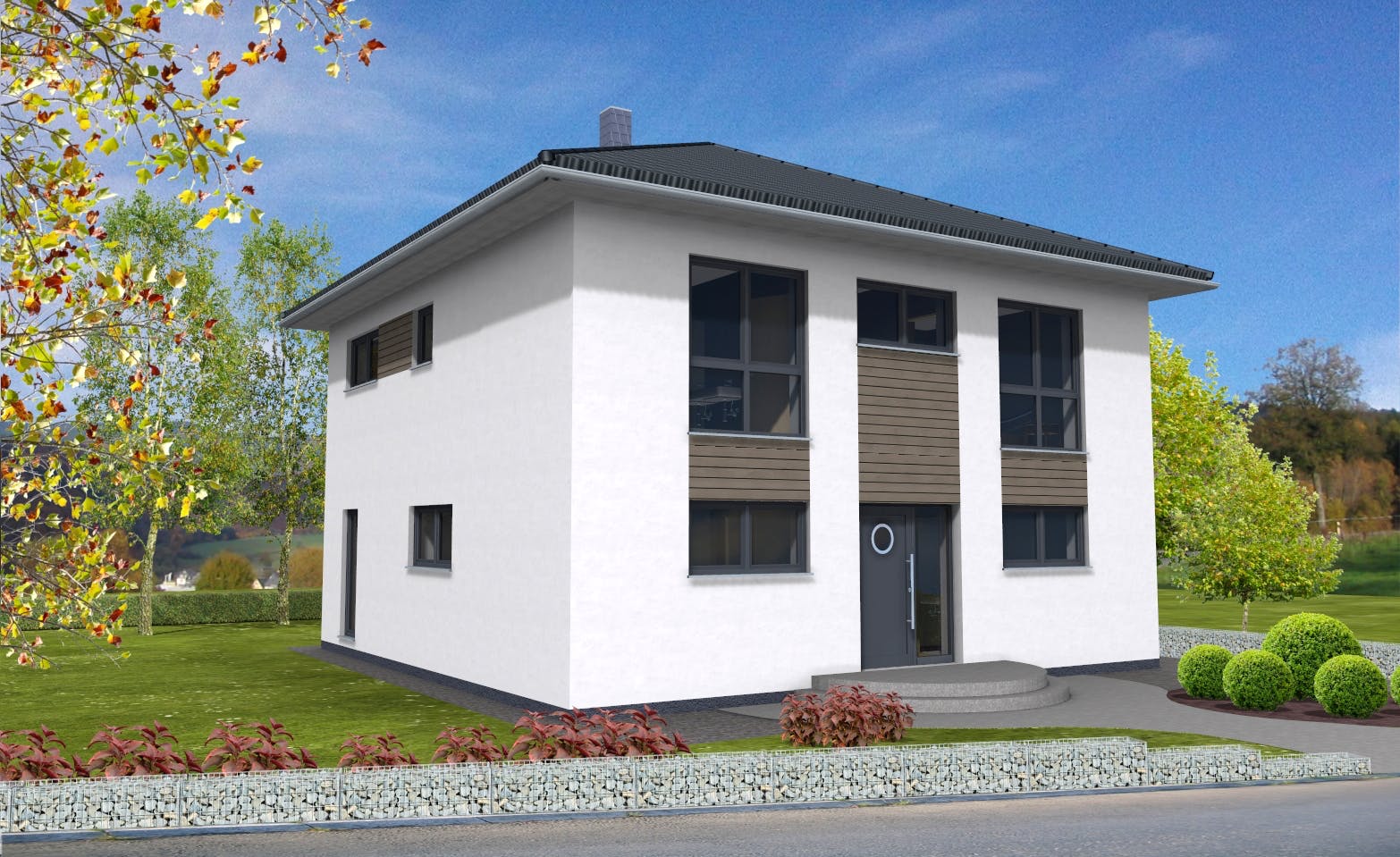 Fertighaus Stadtvilla 161 von Suckfüll Energiesparhaus Schlüsselfertig ab 379920€, Stadtvilla Außenansicht 1