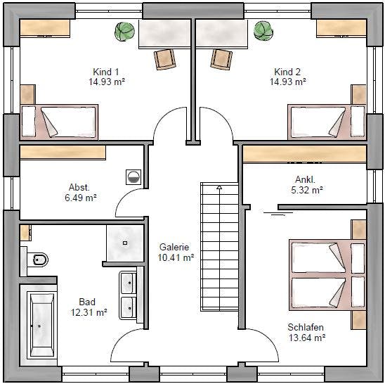 Fertighaus Stadtvilla 161 von Suckfüll Energiesparhaus Schlüsselfertig ab 379920€, Stadtvilla Grundriss 2