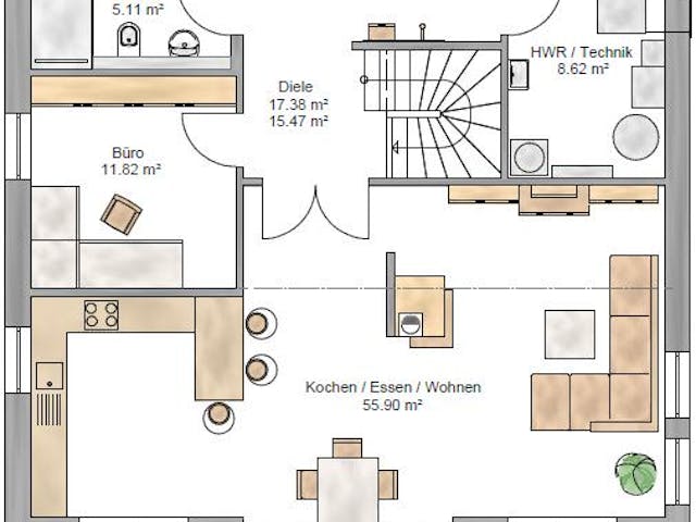 Fertighaus Stadtvilla 189 von Suckfüll Energiesparhaus Schlüsselfertig ab 535444€, Stadtvilla Grundriss 1