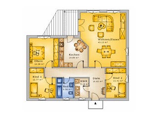 Massivhaus Bungalow Variante 02 von Stein auf Stein Massivhaus, Bungalow Grundriss 1