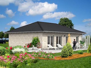 Massivhaus Bungalow Variante 04 von Stein auf Stein Massivhaus, Bungalow Außenansicht 1