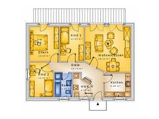 Massivhaus Bungalow Variante 04 von Stein auf Stein Massivhaus, Bungalow Grundriss 1