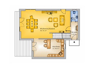 Massivhaus Haus mit Pultdach Variante 1 von Stein auf Stein Massivhaus, Pultdachhaus Grundriss 1