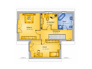 Massivhaus Haus mit Pultdach Variante 1 von Stein auf Stein Massivhaus, Pultdachhaus Grundriss 2