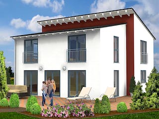 Massivhaus Haus mit Pultdach Variante 2 von Stein auf Stein Massivhaus, Pultdachhaus Außenansicht 1