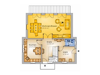 Massivhaus Haus mit Pultdach Variante 2 von Stein auf Stein Massivhaus, Pultdachhaus Grundriss 1