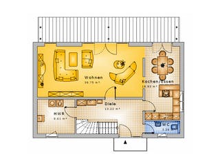 Massivhaus Haus mit Pultdach Variante 4 von Stein auf Stein Massivhaus, Pultdachhaus Grundriss 1