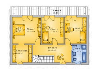 Massivhaus Haus mit Pultdach Variante 4 von Stein auf Stein Massivhaus, Pultdachhaus Grundriss 2