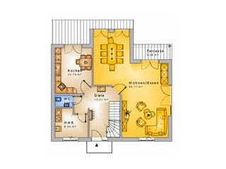 Massivhaus Haus mit Satteldach Variante 37 von Stein auf Stein Massivhaus, Satteldach-Klassiker Grundriss 1