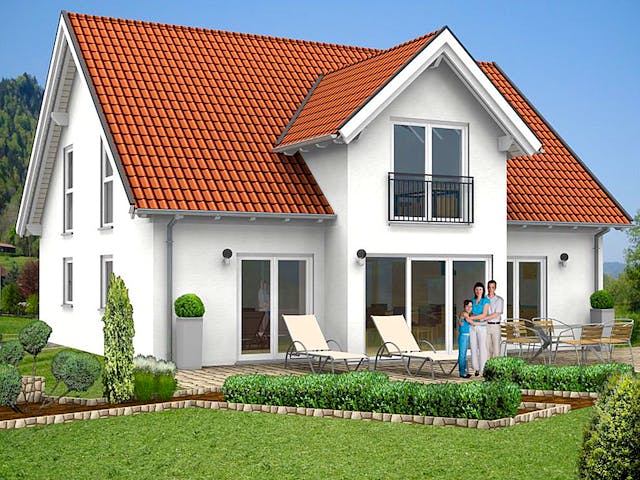 Massivhaus Haus mit Satteldach Variante 6 von Stein auf Stein Massivhaus, Satteldach-Klassiker Außenansicht 1