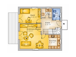 Massivhaus Stadthaus Variante 01 von Stein auf Stein Massivhaus, Stadtvilla Grundriss 1