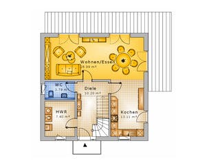 Massivhaus Stadthaus Variante 06 von Stein auf Stein Massivhaus, Stadtvilla Grundriss 1
