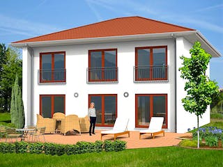 Massivhaus Haus mit Walmdach Variante 4 von Stein auf Stein Massivhaus, Stadtvilla Außenansicht 1