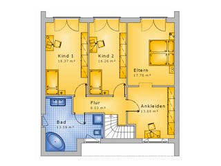 Massivhaus Haus mit Walmdach Variante 4 von Stein auf Stein Massivhaus, Stadtvilla Grundriss 2