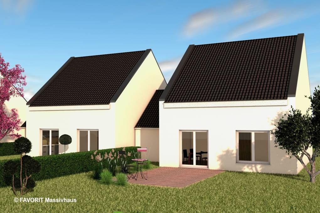 Massivhaus Stella E106 von Favorit Massivhaus, Satteldach-Klassiker Außenansicht 2