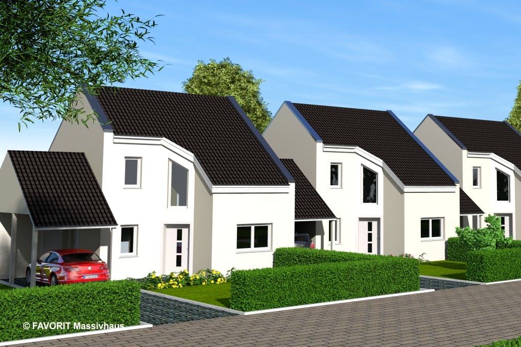 Massivhaus Stella E106 von Favorit Massivhaus, Satteldach-Klassiker Außenansicht 1