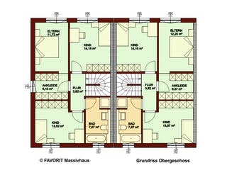 Massivhaus Stella E113/M115 von FAVORIT Massivhaus, Satteldach-Klassiker Grundriss 2