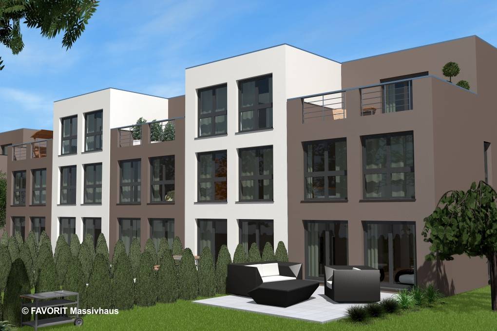 Massivhaus Stella E141/M146 von Favorit Massivhaus, Cubushaus Außenansicht 2