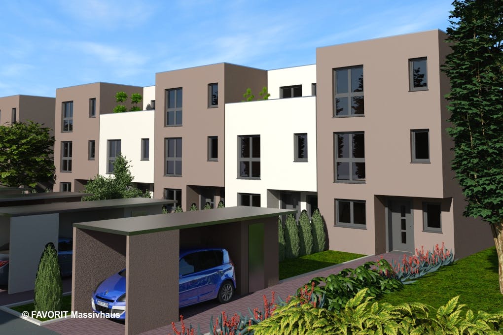 Massivhaus Stella E141/M146 von Favorit Massivhaus, Cubushaus Außenansicht 1