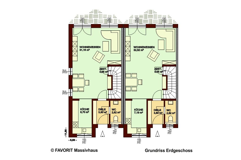 Massivhaus Stella E141/M146 von Favorit Massivhaus, Cubushaus Grundriss 1