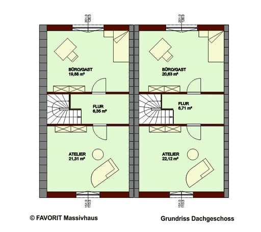 Massivhaus Stella E145/M150 von FAVORIT Massivhaus, Satteldach-Klassiker Grundriss 3