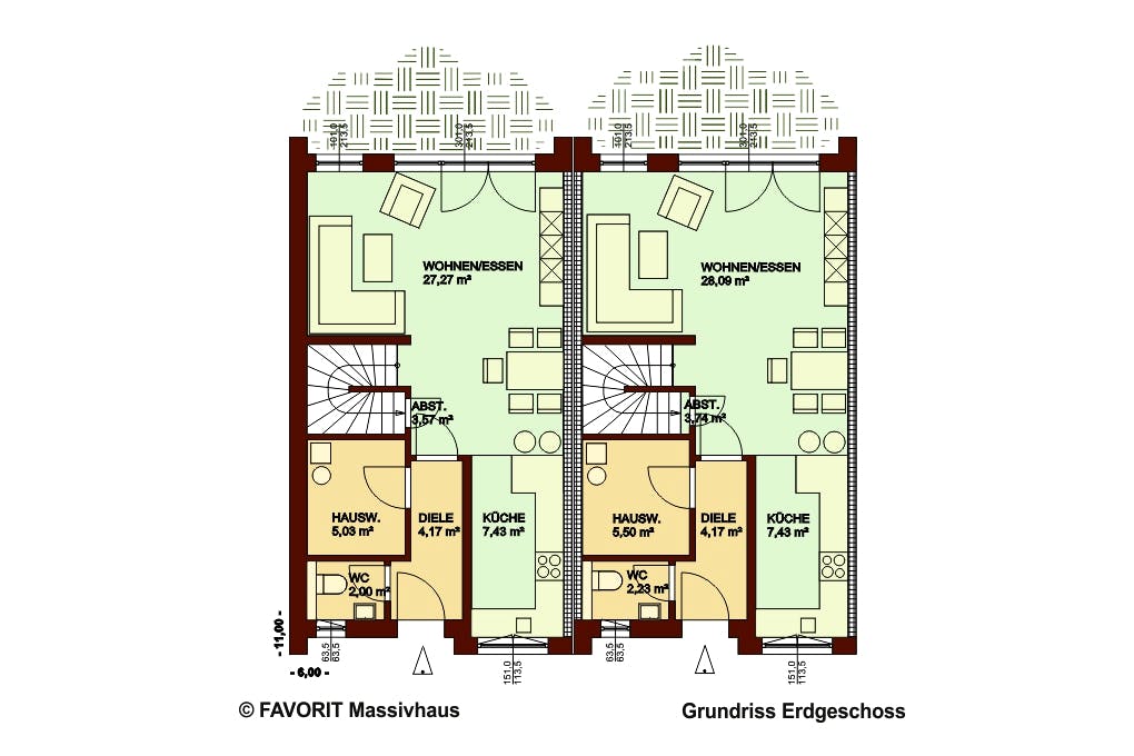 Massivhaus Stella E145/M150 von FAVORIT Massivhaus, Satteldach-Klassiker Grundriss 1