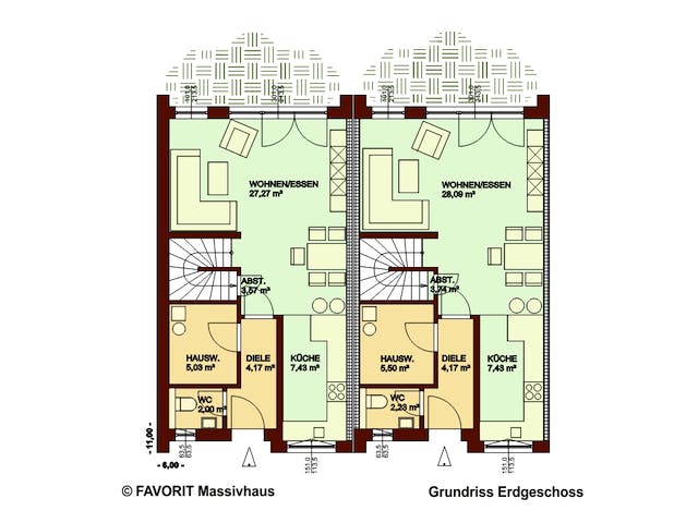 Massivhaus Stella E145/M150 von Favorit Massivhaus, Satteldach-Klassiker Grundriss 1