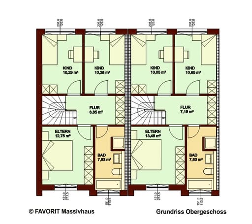 Massivhaus Stella E145/M150 von FAVORIT Massivhaus, Satteldach-Klassiker Grundriss 2
