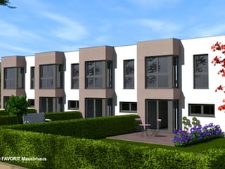 Massivhaus Stella E92/M95 von FAVORIT Massivhaus, Cubushaus Außenansicht 2 Massivhaus Stella E92/M95 von FAVORIT Massivhaus, Cubushaus Außenansicht 2