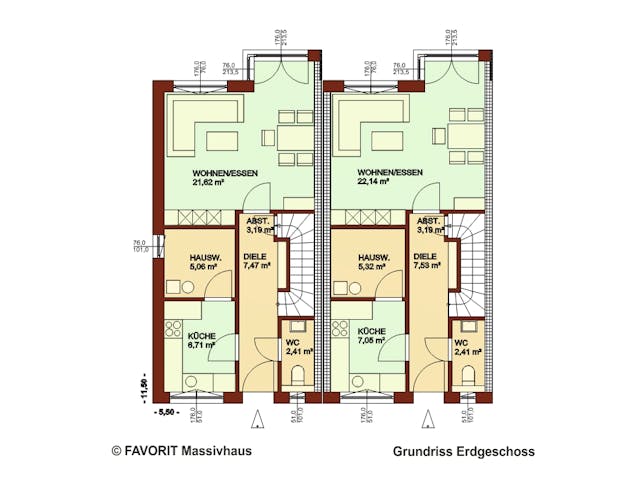 Massivhaus Stella E92/M95 von Favorit Massivhaus - Mehrfamilienhäuser, Cubushaus Grundriss 1 Massivhaus Stella E92/M95 von Favorit Massivhaus - Mehrfamilienhäuser, Cubushaus Grundriss 1