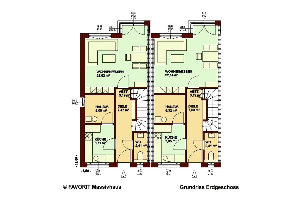Massivhaus Stella E92/M95 von Favorit Massivhaus, Cubushaus Grundriss 1