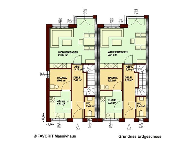 Massivhaus Stella E92/M95 von Favorit Massivhaus, Cubushaus Grundriss 1