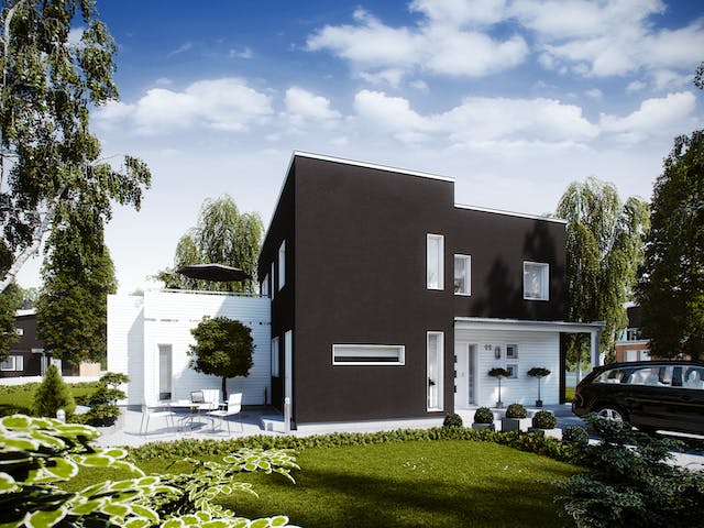 Fertighaus Stenvik von Eksjöhus AB Bausatzhaus ab 235750€, Cubushaus Außenansicht 1
