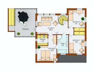 Fertighaus Stenvik von Eksjöhus AB Bausatzhaus ab 235750€, Cubushaus Grundriss 1