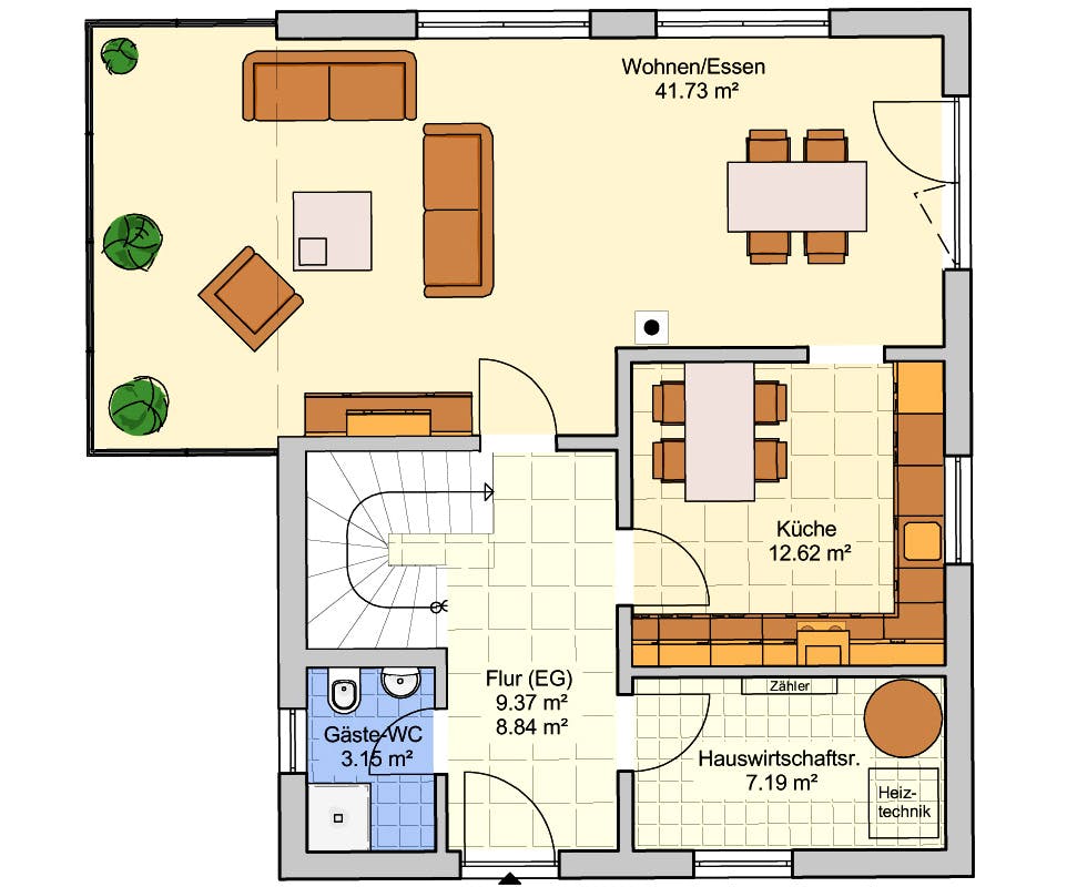 Fertighaus Stockholm von FINGERHUT-HAUS Schlüsselfertig ab 402251€, Satteldach-Klassiker Grundriss 1