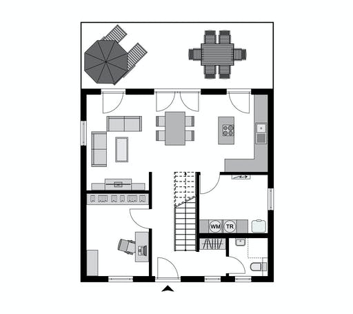 Fertighaus Work-Life-Edition FAMILY III 135 von STREIF Haus, Satteldach-Klassiker Grundriss 1