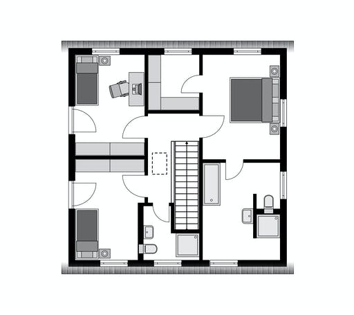 Fertighaus Work-Life-Edition FAMILY III 135 von STREIF Haus, Satteldach-Klassiker Grundriss 2