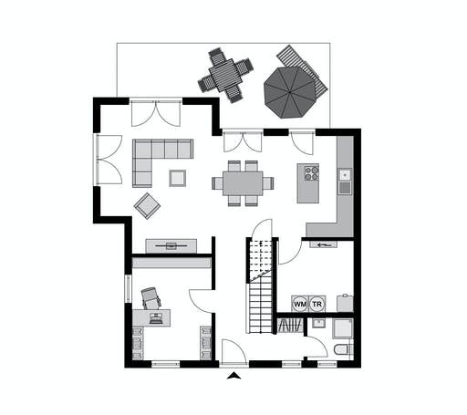 Fertighaus Klassiker CITY Gestaltungsidee GL 01 von STREIF Haus, Stadtvilla Grundriss 1