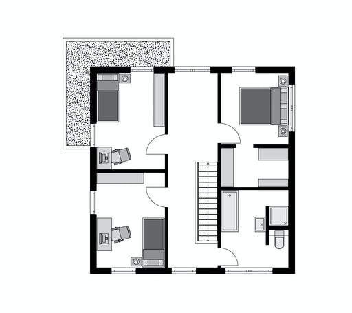 Fertighaus Klassiker CITY Gestaltungsidee GL 01 von STREIF Haus, Stadtvilla Grundriss 2