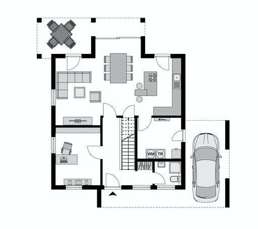 Fertighaus Klassiker CITY Gestaltungsidee GL 02 von STREIF Haus, Cubushaus Grundriss 1