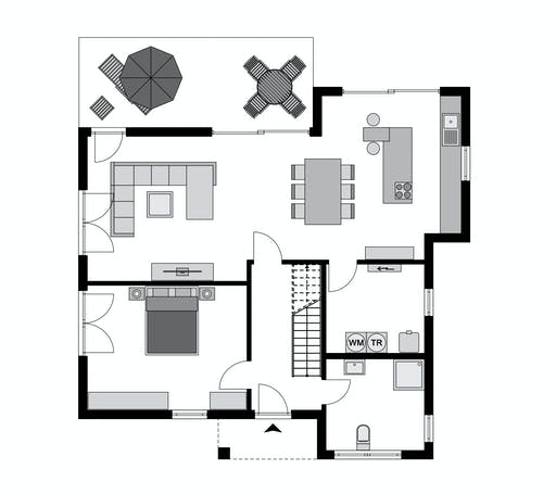 Fertighaus Klassiker CITY Gestaltungsidee GL 03 von STREIF Haus, Stadtvilla Grundriss 1