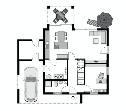 Fertighaus Klassiker CITY Gestaltungsidee GL 05 von STREIF Haus, Stadtvilla Grundriss 1