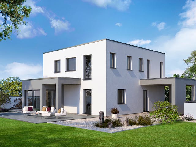 Fertighaus Klassiker CITY Gestaltungsidee GL 08 von STREIF Haus, Cubushaus Außenansicht 1