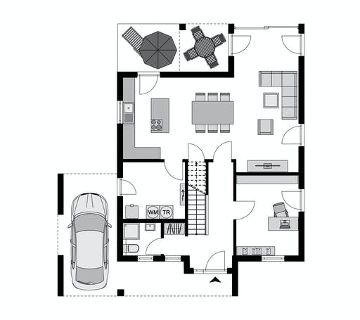 Fertighaus Klassiker CITY Gestaltungsidee GL 08 von STREIF Haus, Cubushaus Grundriss 1