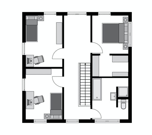 Fertighaus Klassiker CITY Gestaltungsidee GL Basis von STREIF Haus, Stadtvilla Grundriss 2